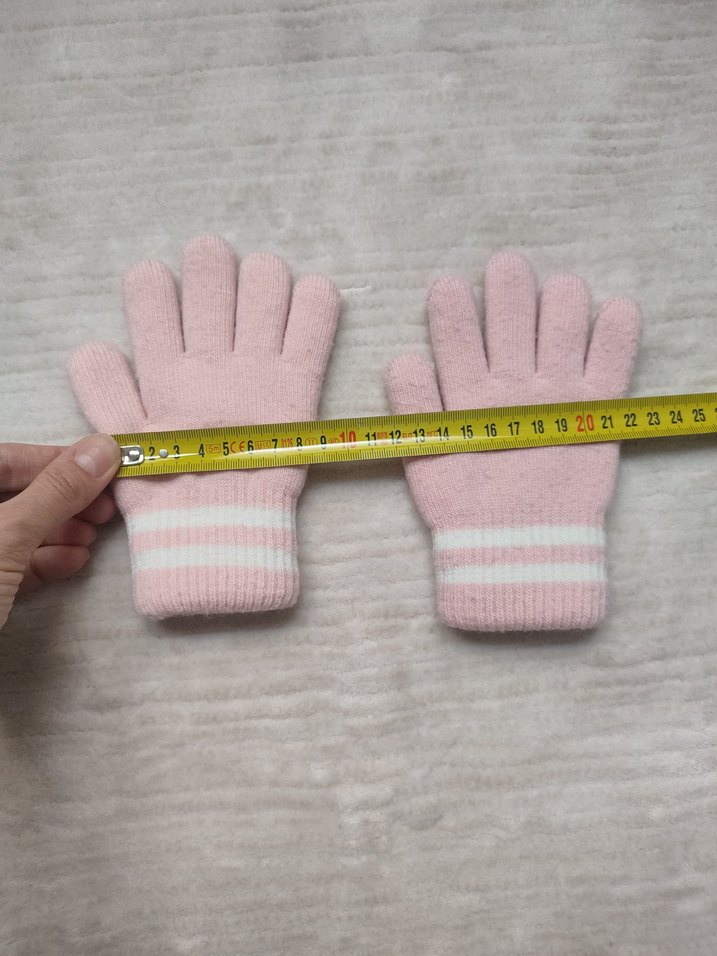 Kız Çocuk Pembe Örgü Eldiven - Görsel 5