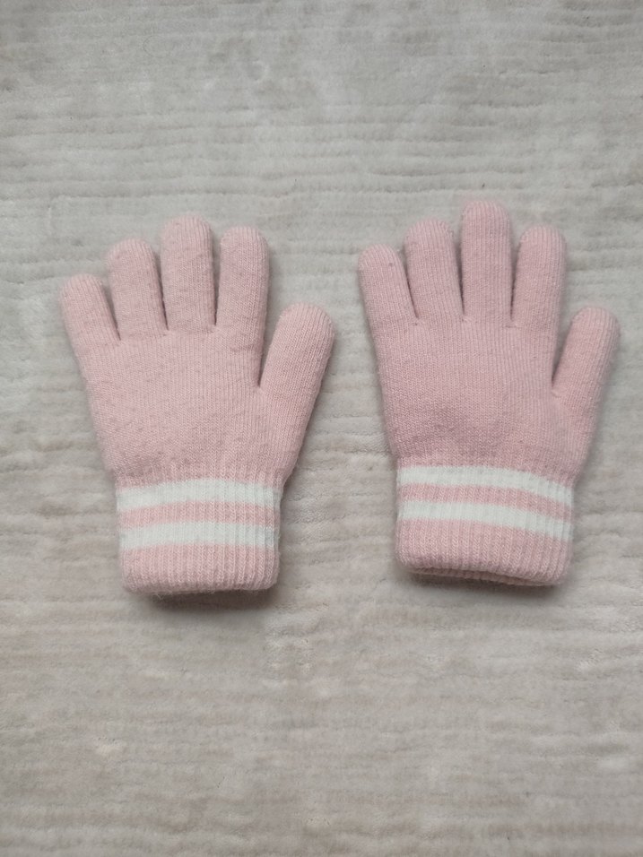 Kız Çocuk Pembe Örgü Eldiven - Görsel 2