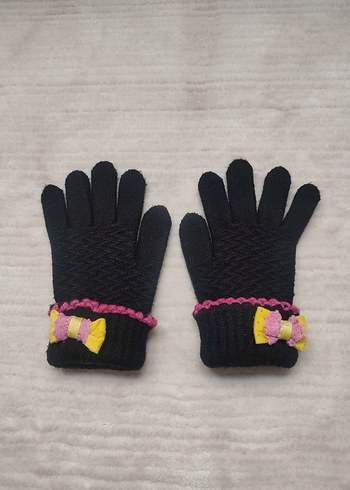 Renkli Nakışlı Kız Çocuk Eldiveni - Görsel 2