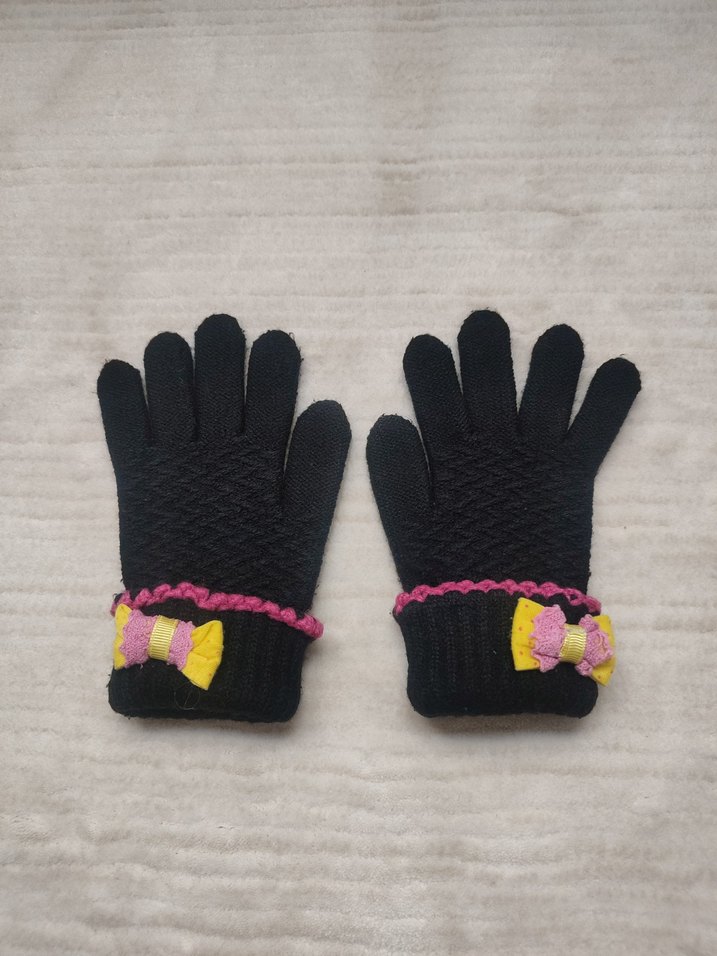 Renkli Nakışlı Kız Çocuk Eldiveni - Görsel 2