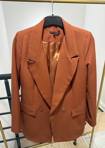Düğmeli Kahverengi Kadın Blazer Ceket