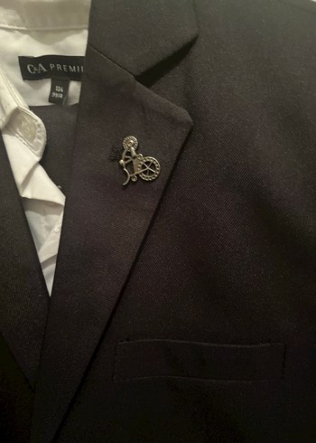 Düğmeli Siyah Klasik Erkek çocuk Takım Elbise - Görsel 4