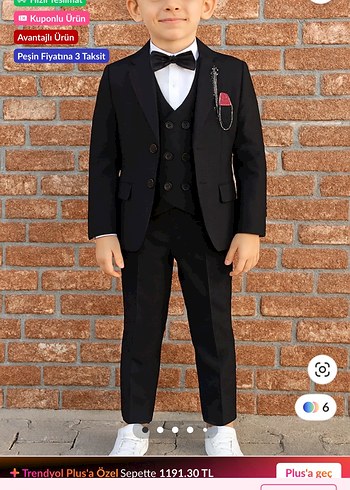 Düğmeli Siyah Klasik Erkek çocuk Takım Elbise - Görsel 2