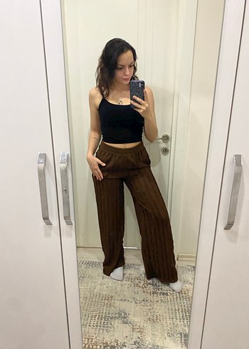 Kadın Kahverengi Salaş Midi Kumaş Pantolon - Görsel 2