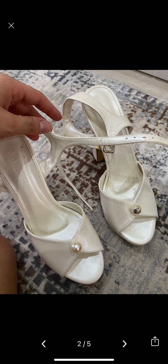 Beyaz Yılan Desenli Dolgu Topuklu Kadın Ayakkabı - Görsel 2