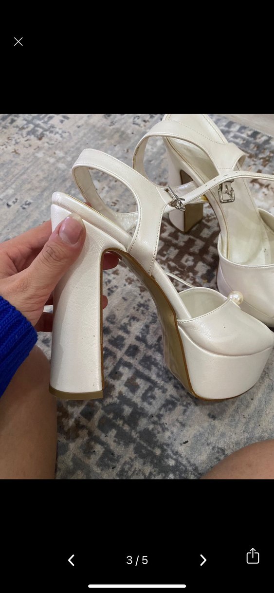 Beyaz Yılan Desenli Dolgu Topuklu Kadın Ayakkabı - Görsel 3