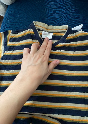 Sarı Çizgili Erkek Çocuk Kısa Kollu Tişört - Görsel 4