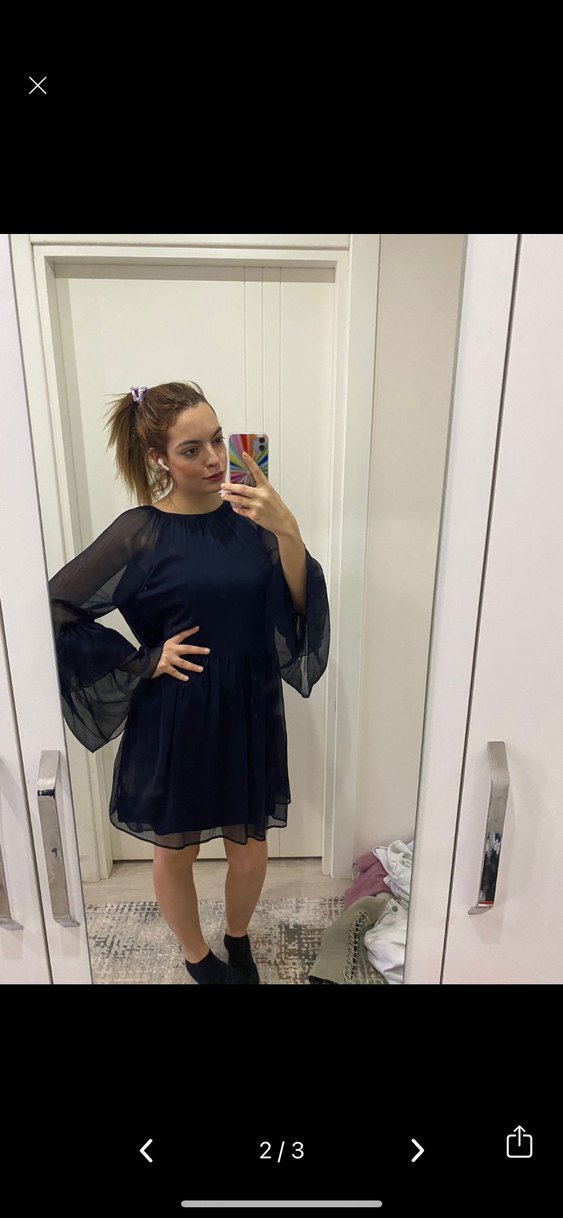 Şeffaf Siyah Midi Bohem Elbise - Görsel 2