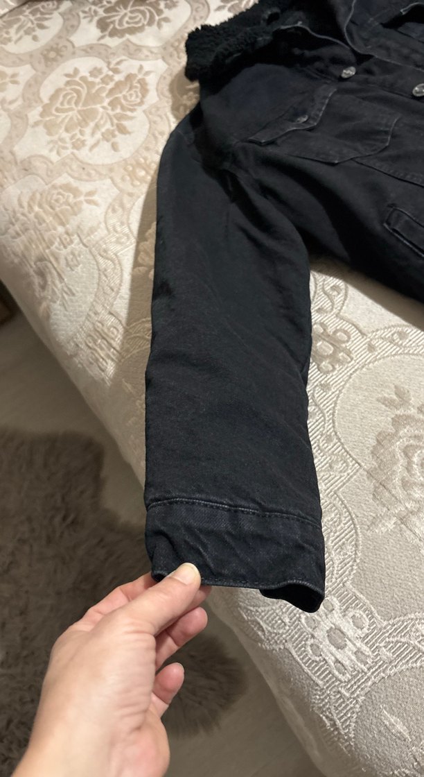 Siyah erkek Kot Ceket, Kürklü, Salaş Kesim - Görsel 4