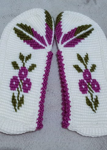 Nakışlı Beyaz Tunus işi patik - Görsel 3