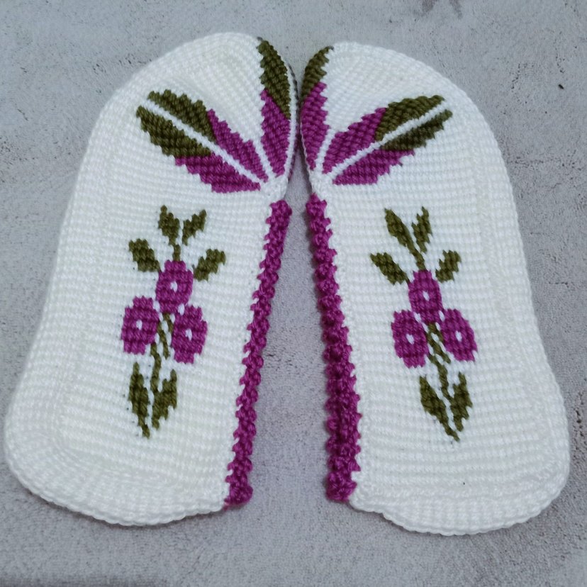 Nakışlı Beyaz Tunus işi patik - Görsel 3