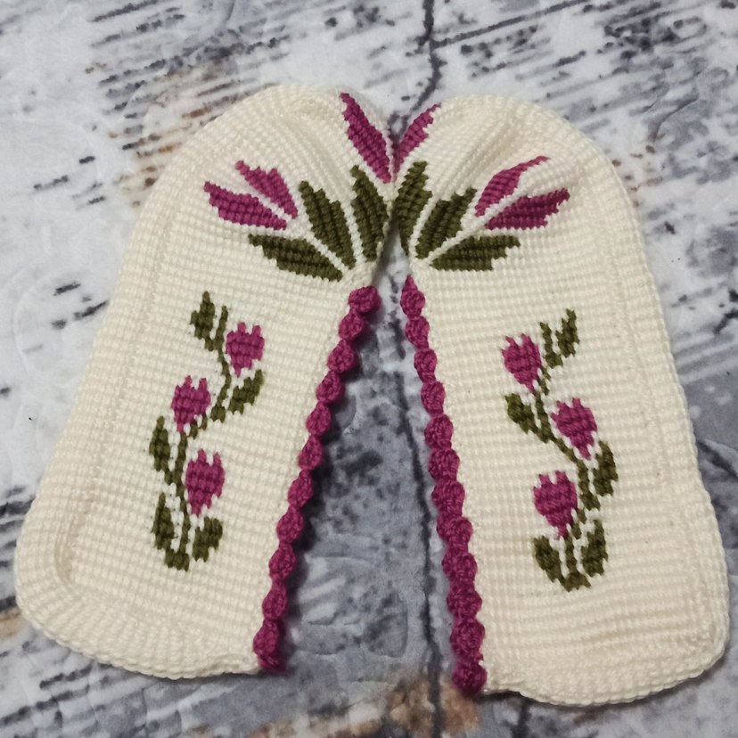 Nakışlı Beyaz Tunus işi patik - Görsel 2