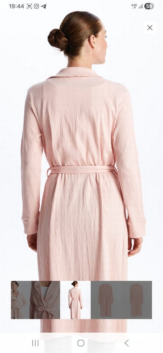 Uzun Kollu Pembe Kadın Sabahlık - Görsel 2