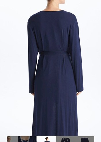 Lacivert Uzun Kadın Sabahlık - Görsel 2