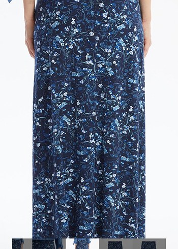 Kadın Lacivert Bağlamalı Uzun Kot Etek - Görsel 2