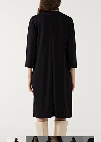 Düğmeli Siyah Midi Kadın Elbise - Görsel 2