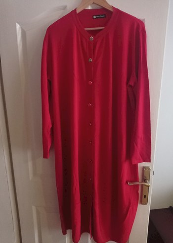 Uzun Kollu Düğmeli Kırmızı Kadın Tunik - Görsel 3