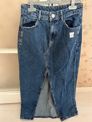 Zara yırtmaçlı kot etek