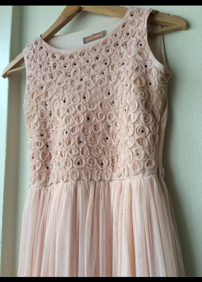 Pudra rengi elbise - Görsel 3