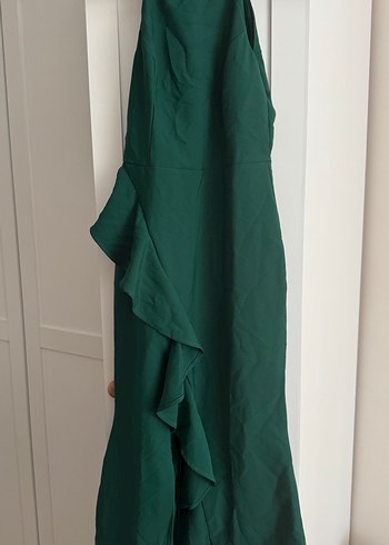 Yeşil Volanlı Kadın Abiye Elbise - Görsel 2