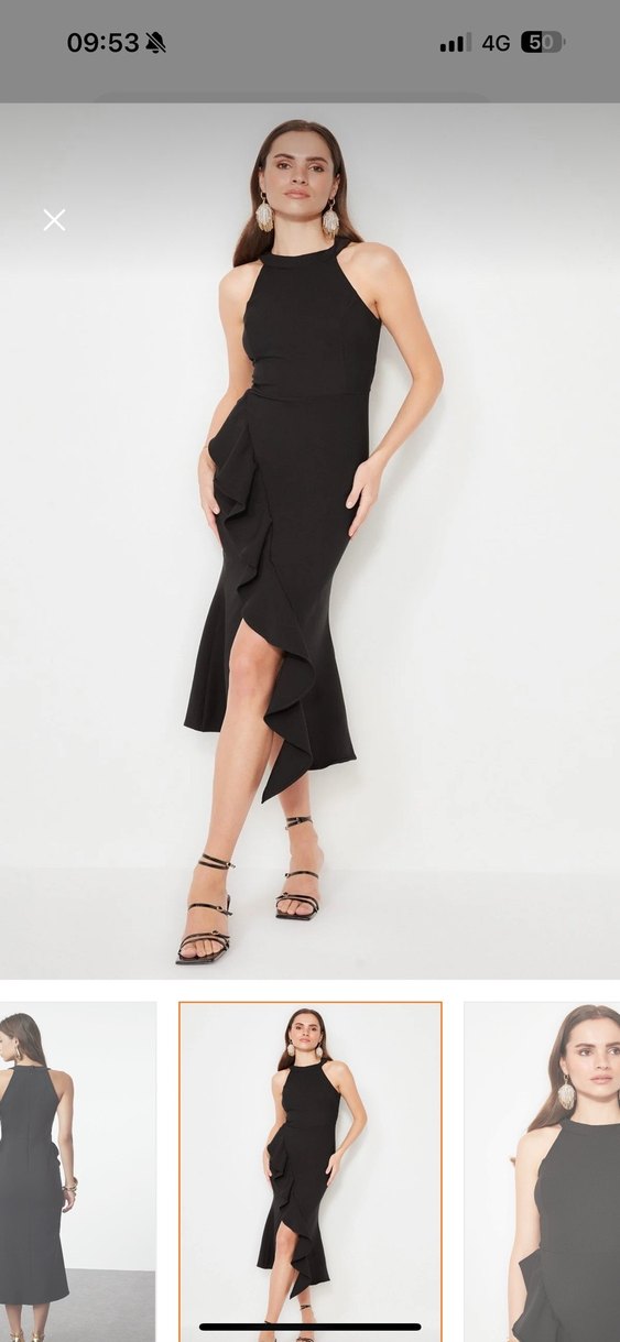 Yeşil Volanlı Kadın Abiye Elbise - Görsel 4