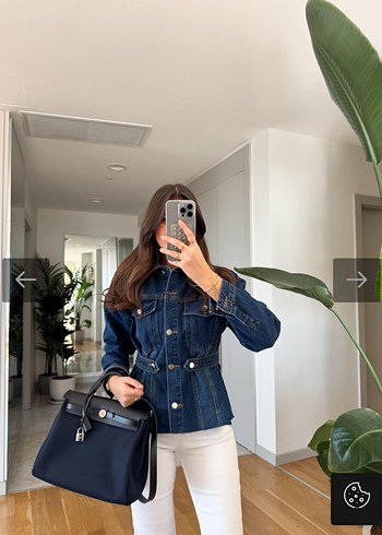 36 Beden Kadın Mavi Denim Düğmeli Ceket