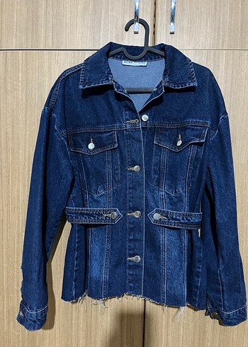 36 Beden mavi Renk Kadın Mavi Denim Düğmeli Ceket