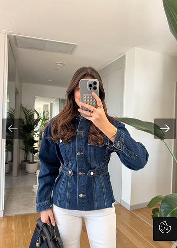 Kadın Mavi Denim Düğmeli Ceket
