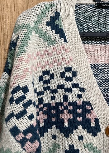 Bohem Çok Renkli V Yaka Örgü Hırka - Görsel 6