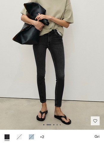 Gri Kadın Yüksek Bel Dar Kesim Jean - Görsel 4