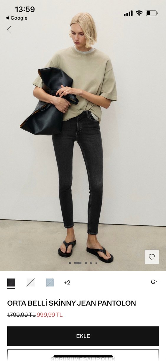 Gri Kadın Yüksek Bel Dar Kesim Jean - Görsel 4