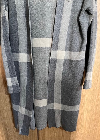 Gri Ekose Kadın Kaban - Görsel 5