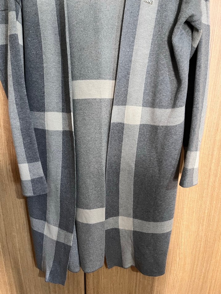 Gri Ekose Kadın Kaban - Görsel 5