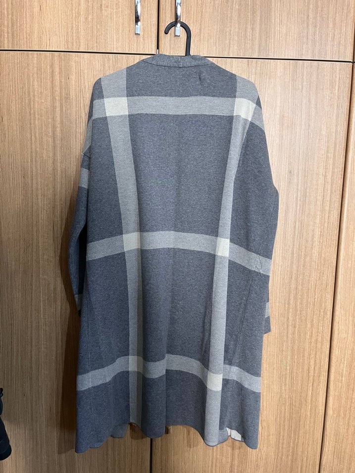 Gri Ekose Kadın Kaban - Görsel 4