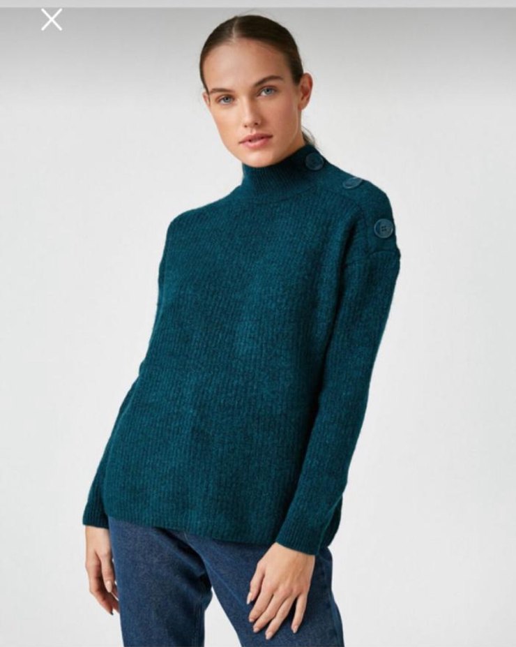 Koton Balıkçı Yaka Düğmeli Rahat Kesim Triko - Görsel 2