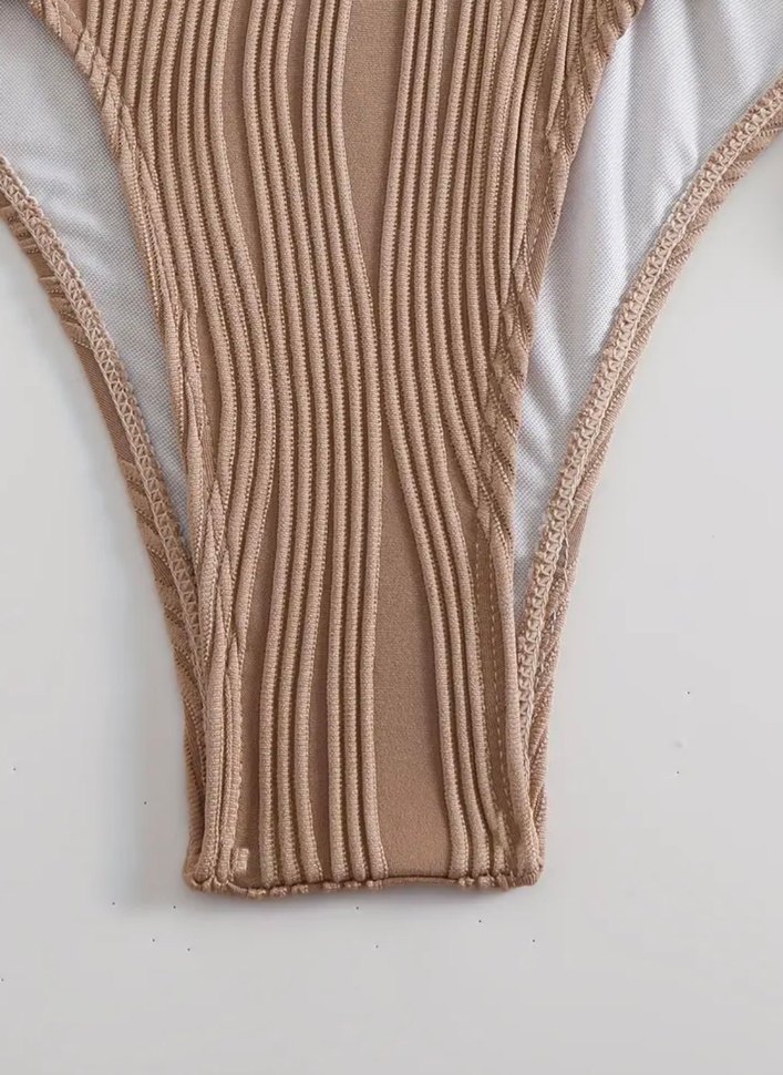 Zincir Detaylı Kahverengi Bohem Bikini - Görsel 5