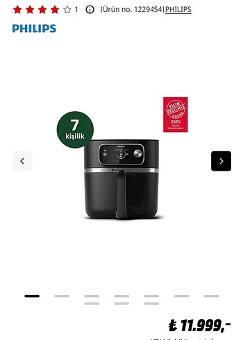 Philips 7 Kişilik Siyah Fritöz