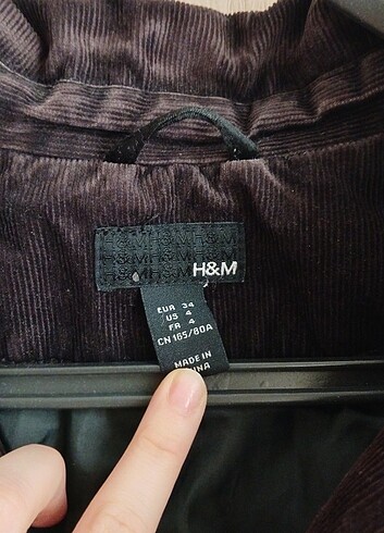 H&M Bel Oturmalı Kadife Ceket 