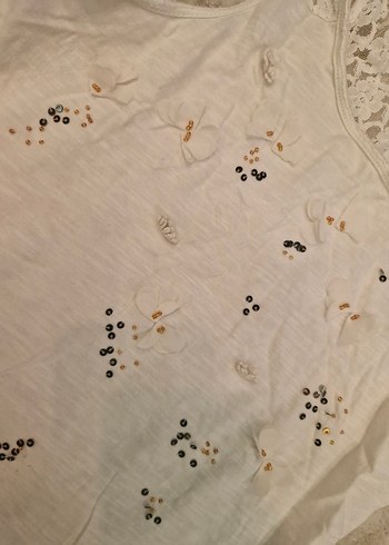 Kız Çocuk Beyaz Nakışlı Dantelli Atlet - Görsel 2