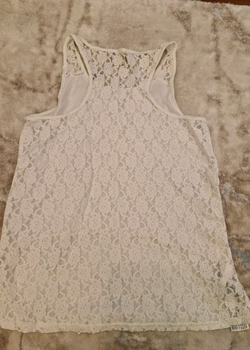 Kız Çocuk Beyaz Nakışlı Dantelli Atlet - Görsel 3