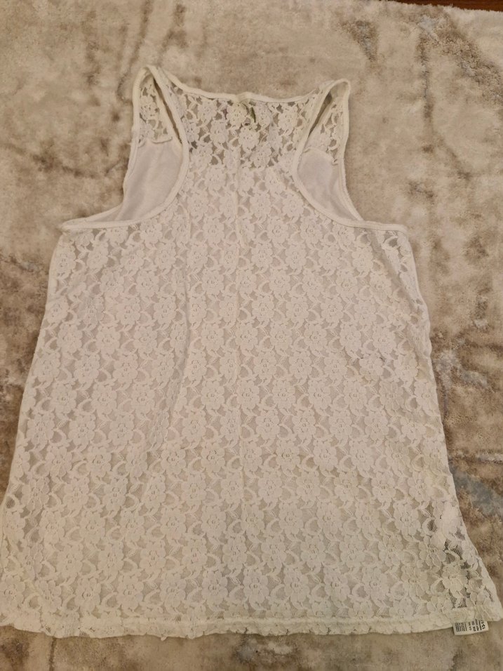 Kız Çocuk Beyaz Nakışlı Dantelli Atlet - Görsel 3