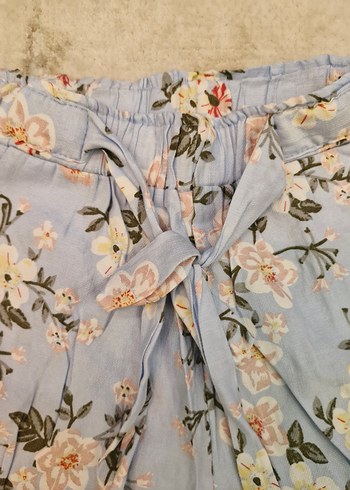 Mavi Çiçek Desenli Bohem Mini Şort - Görsel 2