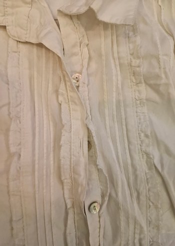 Kız Çocuk Beyaz Keten Gömlek - Görsel 2