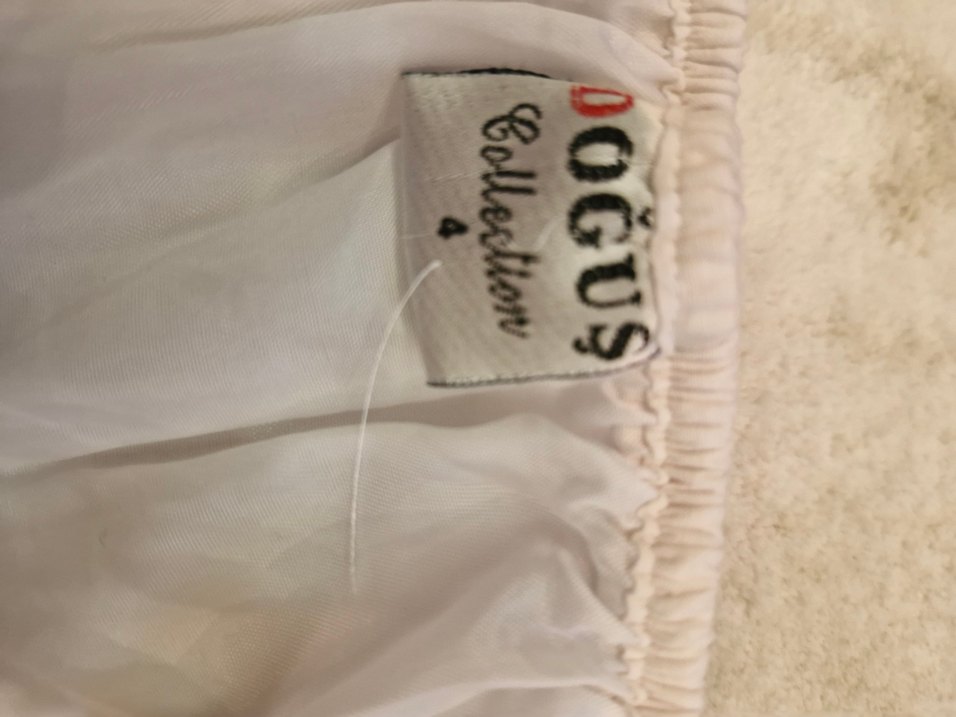 Beyaz Nakışlı Uzun Keten Elbise - Görsel 3