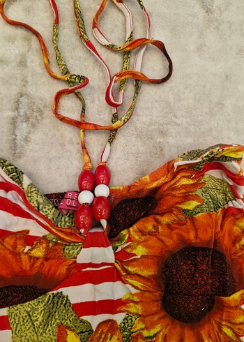 Ayçiçeği Desenli Renkli Elbise - Görsel 2