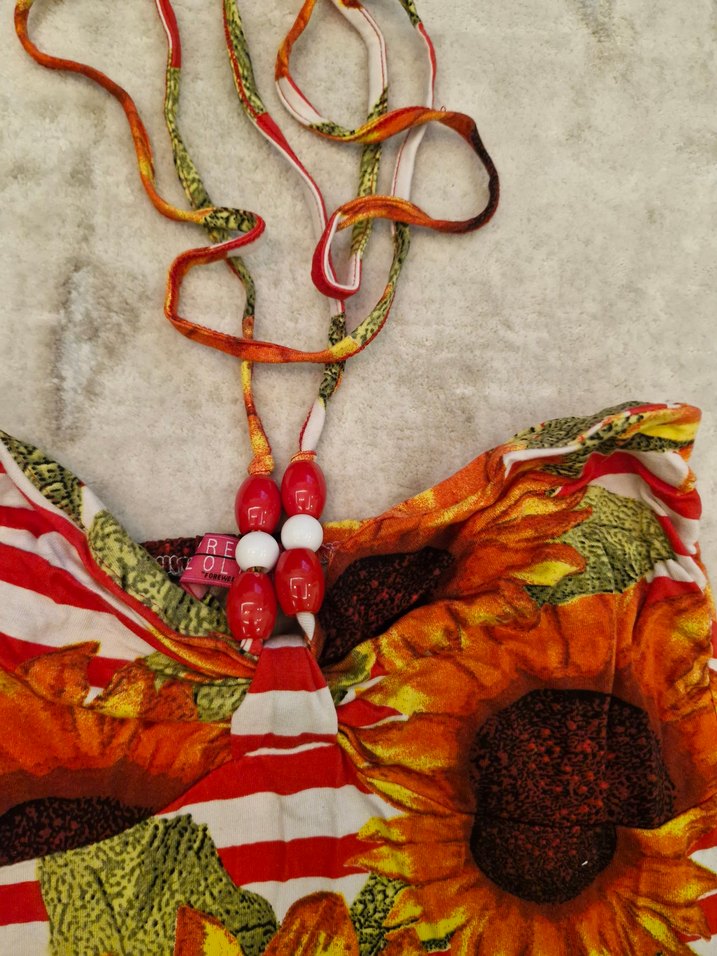 Ayçiçeği Desenli Renkli Elbise - Görsel 2