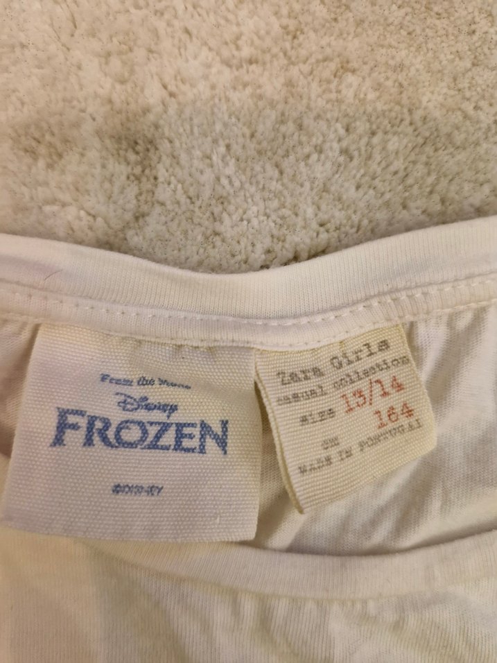 Kız Çocuk Beyaz Pamuklu Elsa Frozen Desenli Kısa Kollu Tişört - Görsel 3