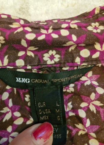 Bordo Çiçek Desenli V Yaka Kadın Gömlek - Görsel 3