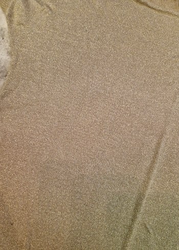 Bej Kısa Kollu Keten Kadın Tişört - Görsel 2