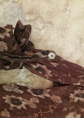 Düğmeli V Yakalı Bohem Uzun Kollu Bluz - Görsel 3